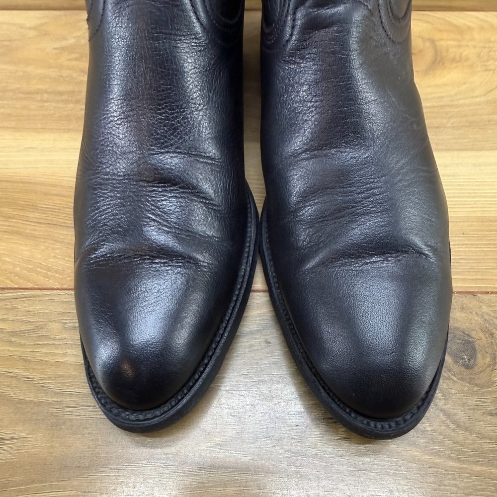 FRYE Vintage Billy Western Boot Womens 7 B Black Leather Mid Calf USA Made 8256 - Picture 4 of 12
